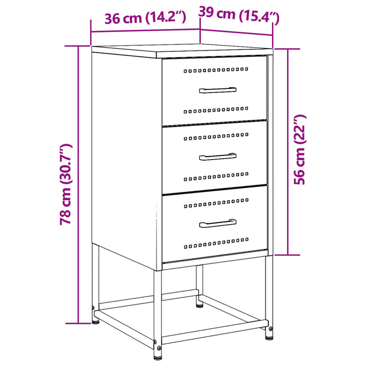 Nachtkastjes 2 st 36x39x78 cm staal roze