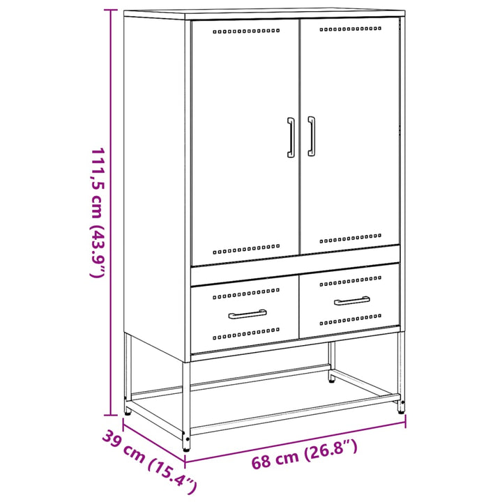 Hoge kast 68x39x111,5 cm koudgewalst staal antracietkleurig