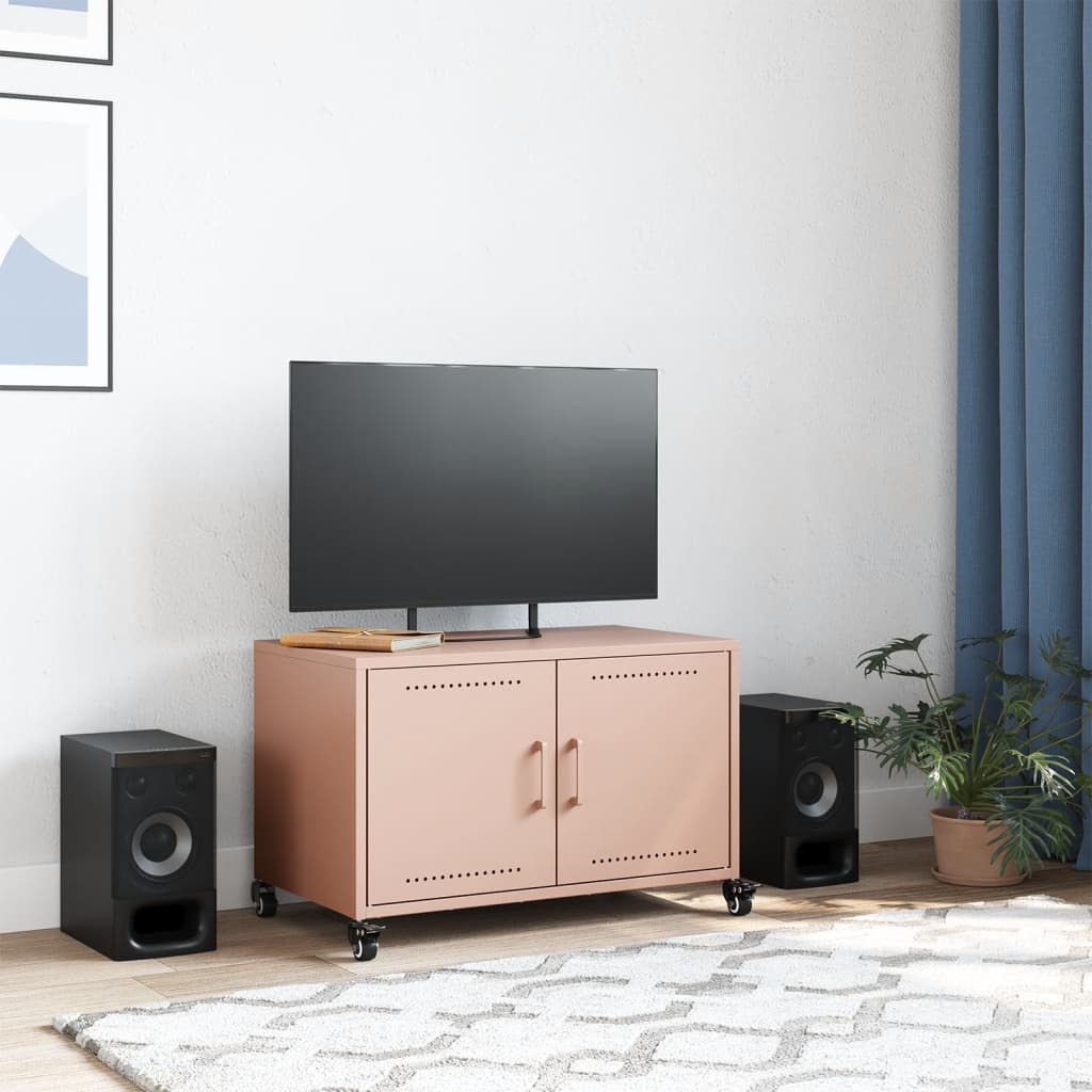 Tv-meubel 68x39x43,5 cm koudgewalst staal roze