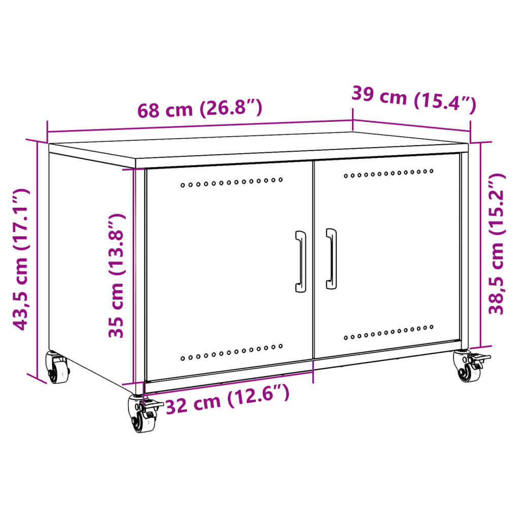 Tv-meubel 68x39x43,5 cm koudgewalst staal roze