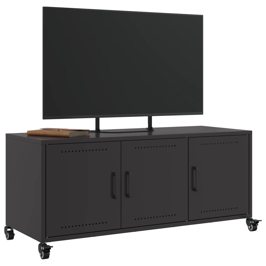 Tv-meubel 100,5x39x43,5 cm koudgewalst staal zwart