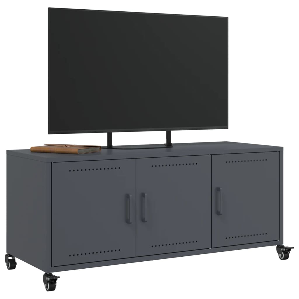 Tv-meubel 100,5x39x43,5 cm koudgewalst staal antracietkleurig