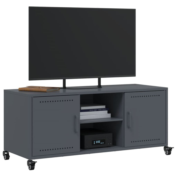 Tv-meubel 100,5x39x43,5 cm koudgewalst staal antracietkleurig