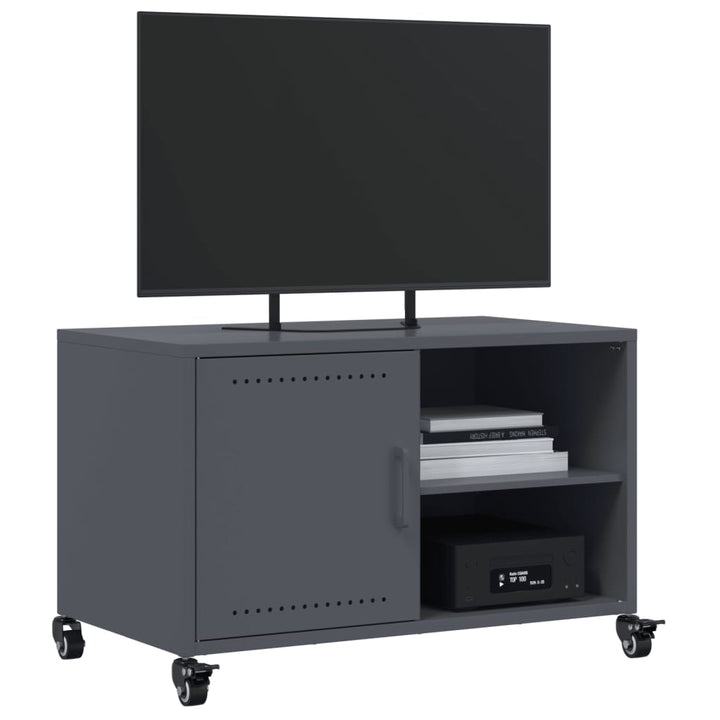 Tv-meubel 68x39x43,5 cm koudgewalst staal antracietkleurig