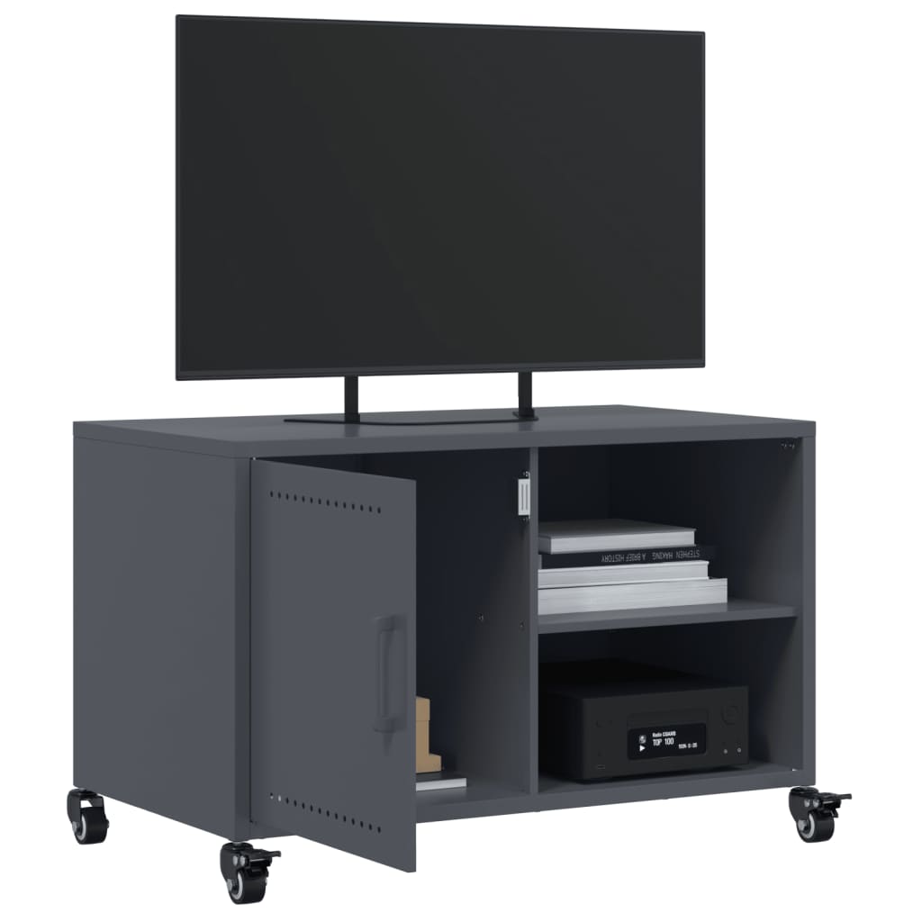 Tv-meubel 68x39x43,5 cm koudgewalst staal antracietkleurig