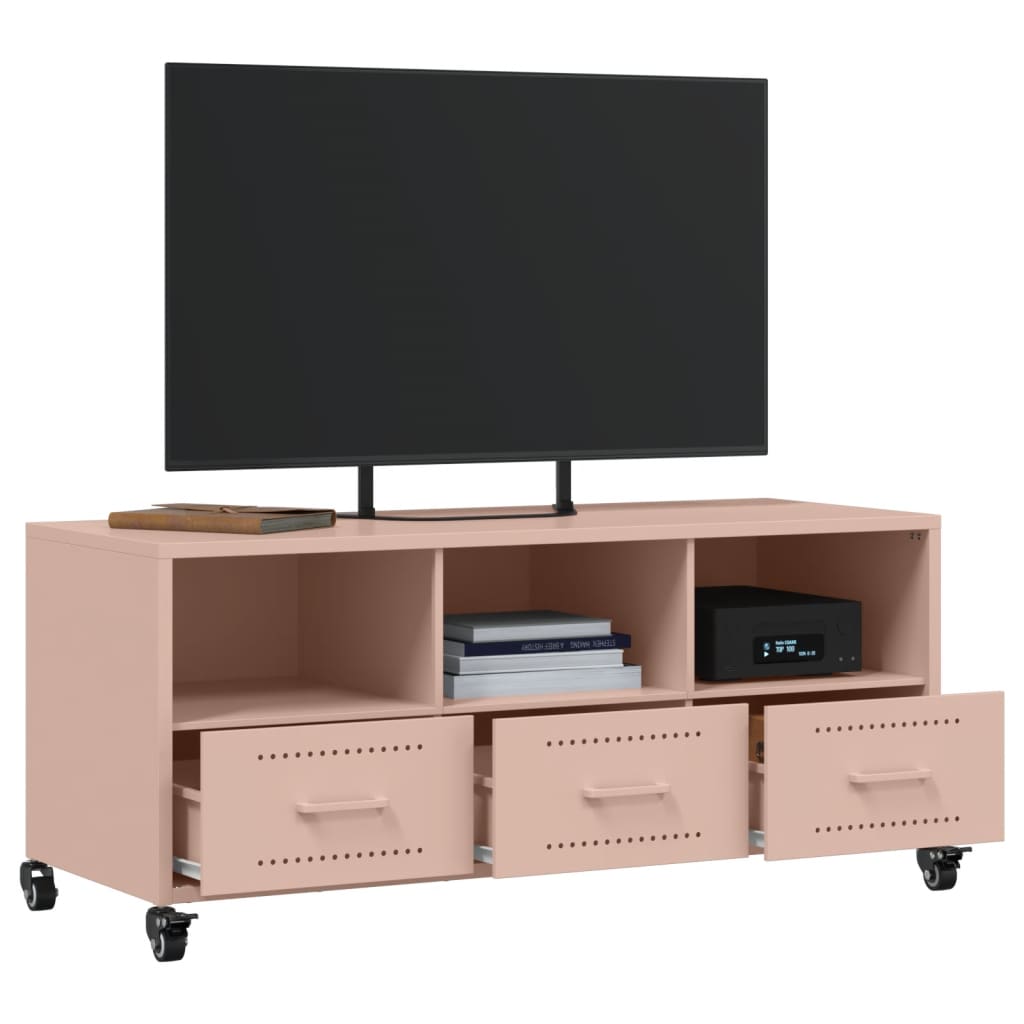 Tv-meubel 100,5x39x43,5 cm koudgewalst staal roze