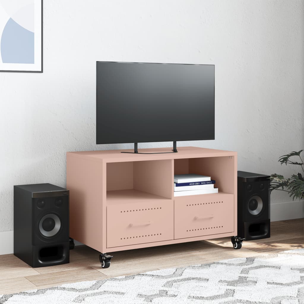 Tv-meubel 68x39x43,5 cm koudgewalst staal roze