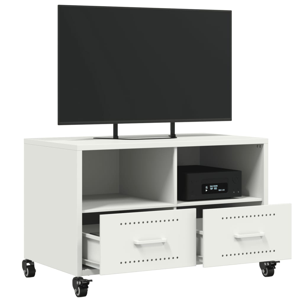 Tv-meubel 68x39x43,5 cm koudgewalst staal wit