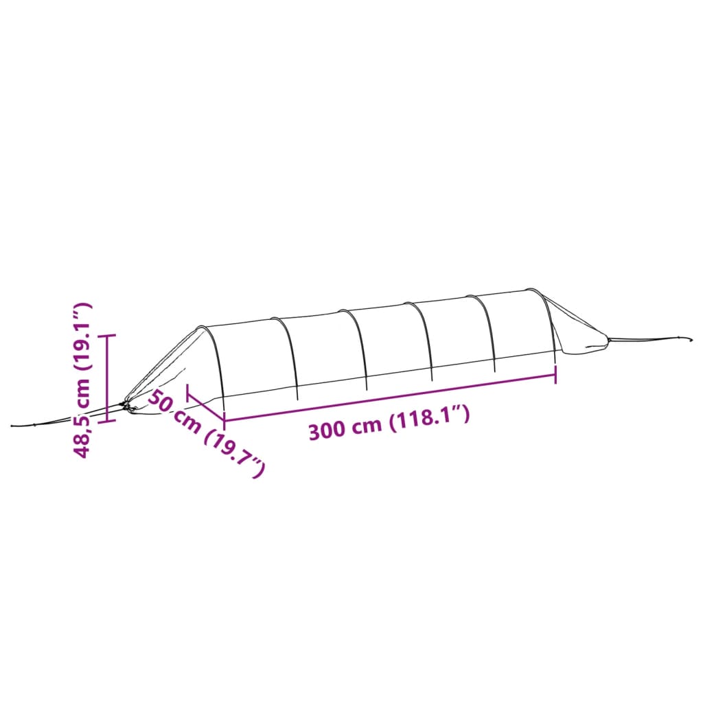 Kweektunnel 300x50x48,5 cm staal en polyetheen zwart