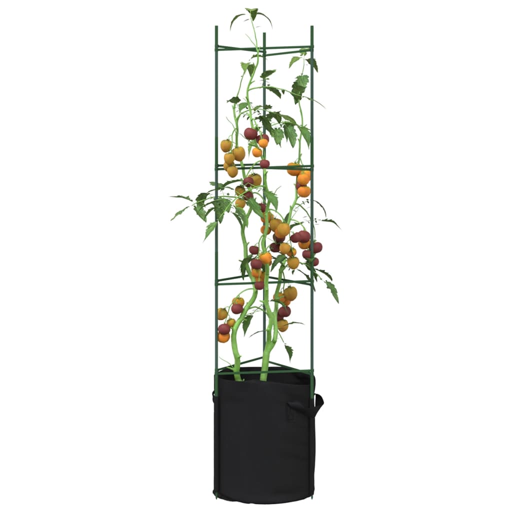 Tomatenkooi met plantenzak 2 st 154 cm staal en polypropeen