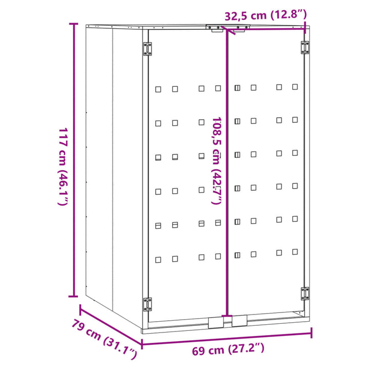 Containerberging voor 1 container 69x79x117 cm staal antraciet