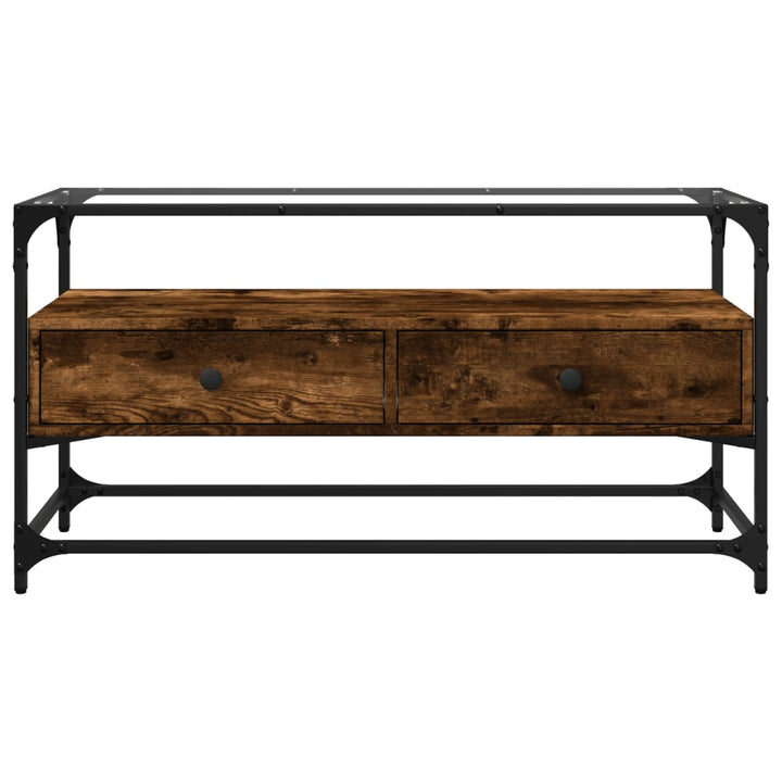 Tv-meubel met glazen blad 98x35x51 cm hout gerookt eikenkleurig