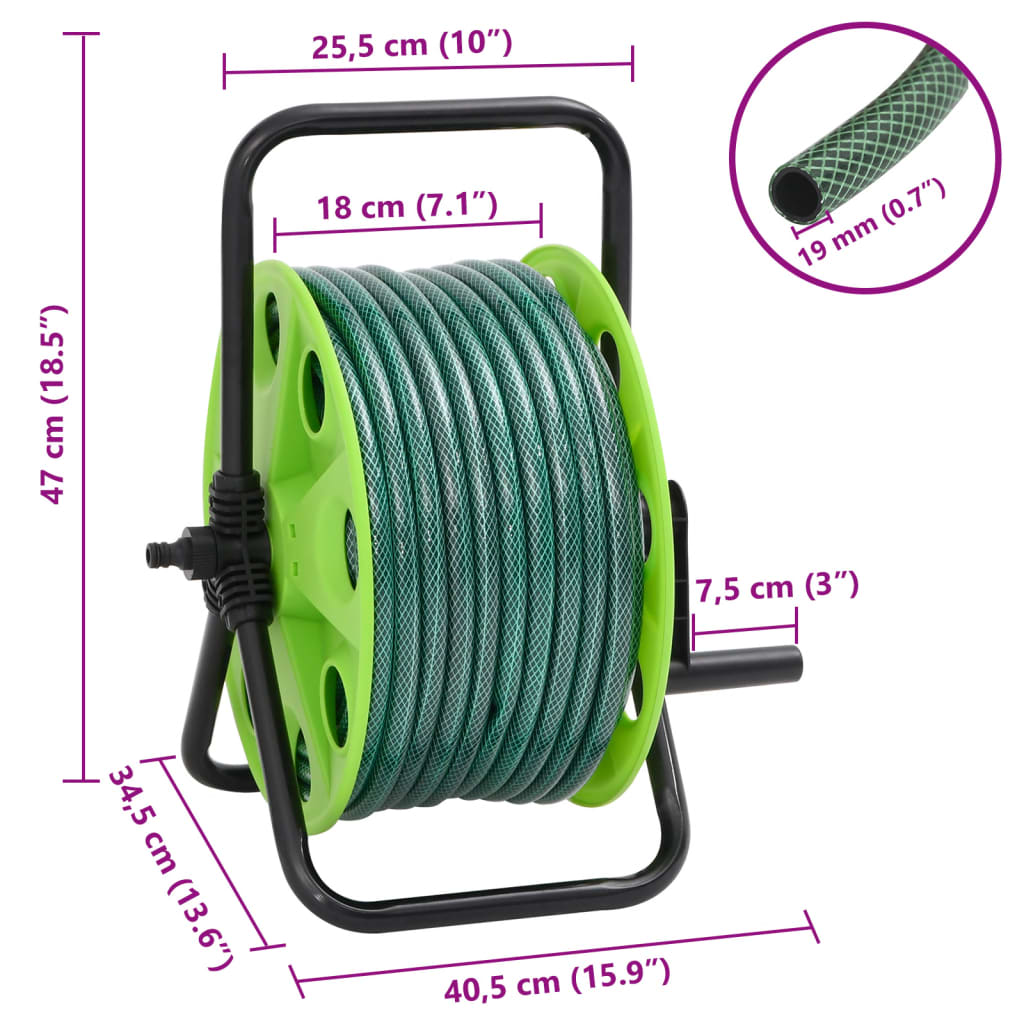 Slanghaspel met slangkoppelset 0,75" 20 m vrijstaand PVC groen