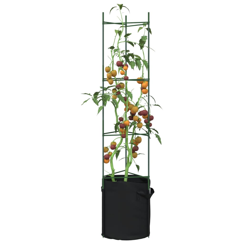 Tomatenkooien met plantenzak 6 st 154 cm staal en polypropeen