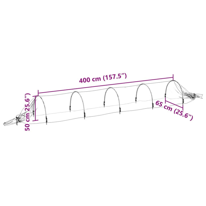 Kweektunnels 4 st 1,5x5 m glasvezel en polypropeen