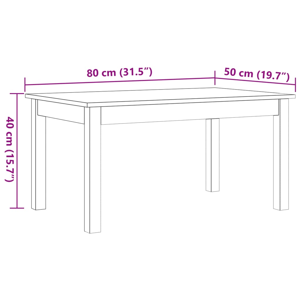 Salontafel 80x50x40 cm massief grenenhout wasbruin