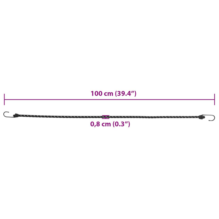 Spanelastieken met reflecterende strips en haken 10 st 100 cm