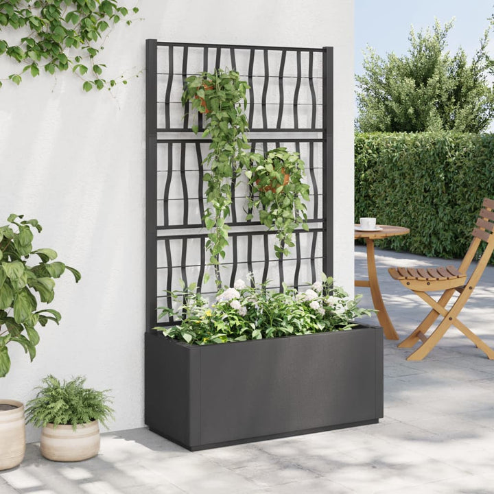 Plantenbak met latwerk 80x36x140 cm polypropeen donkergrijs