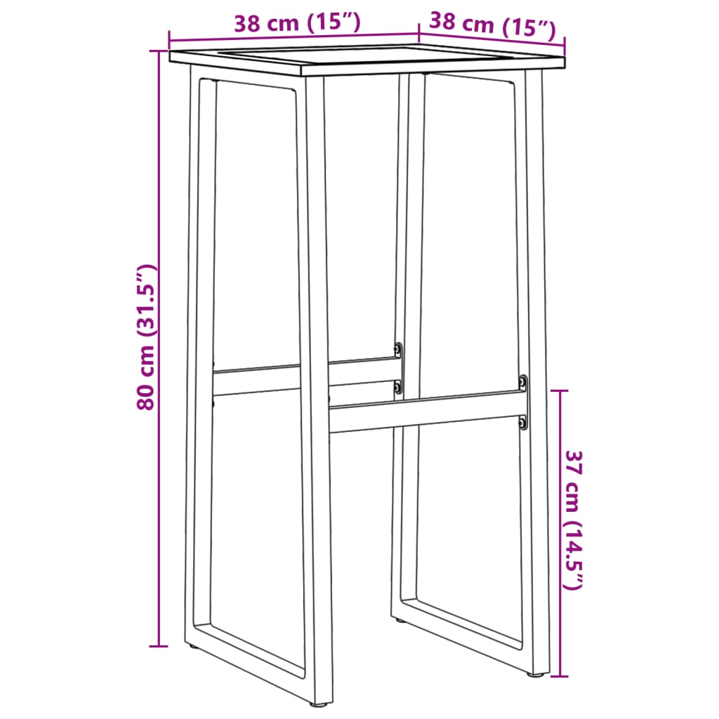 Barkrukken 4 st 38x38x80 cm gepoedercoat staal zwart