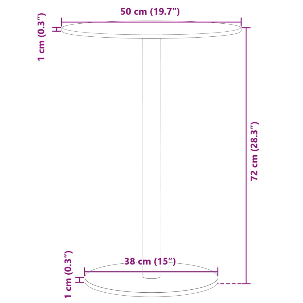 Tuintafel rond ø˜50x72 cm staal zwart