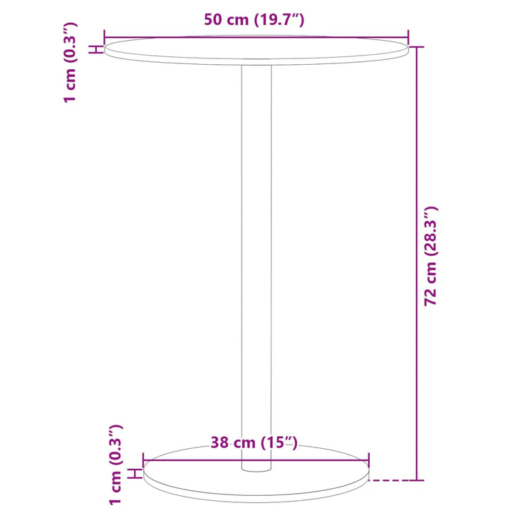 Tuintafel rond ø˜50x72 cm staal zwart