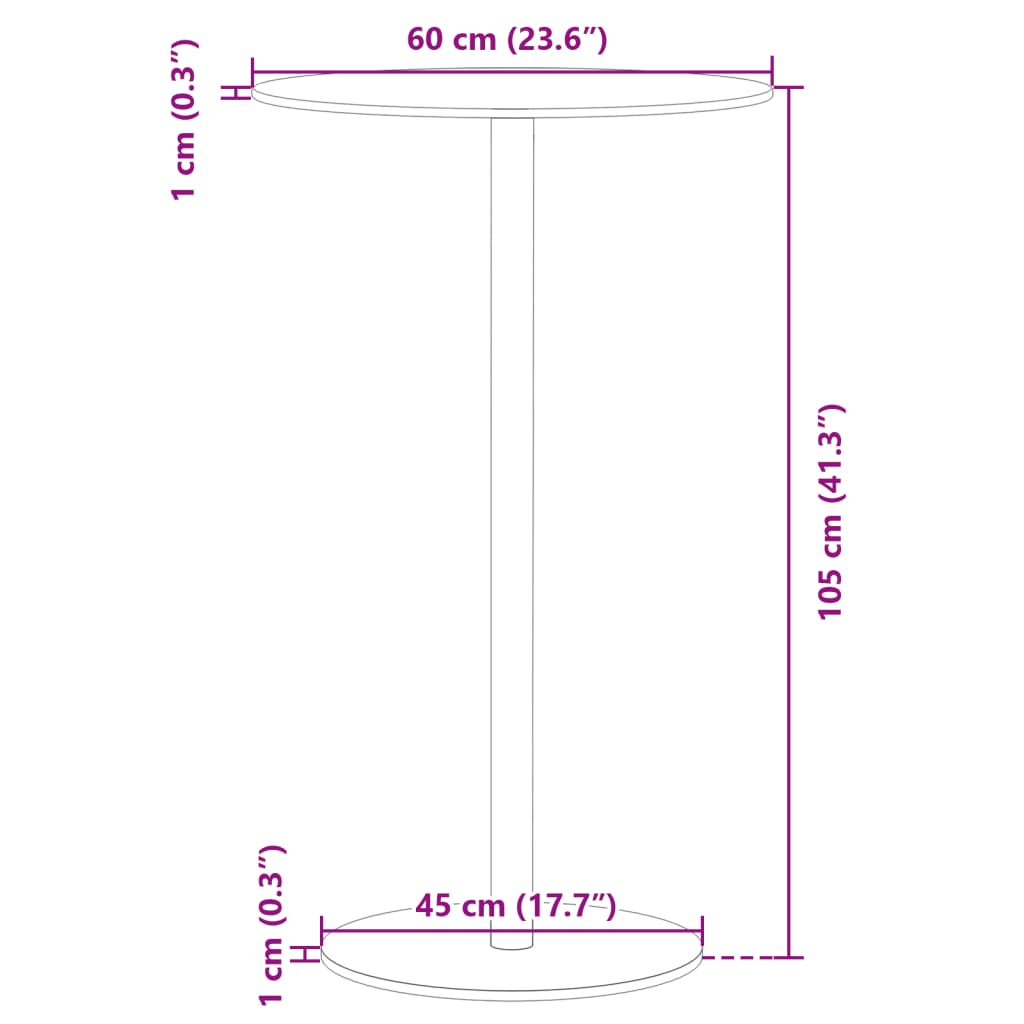 Tuintafel rond ø˜60x105 cm staal zwart