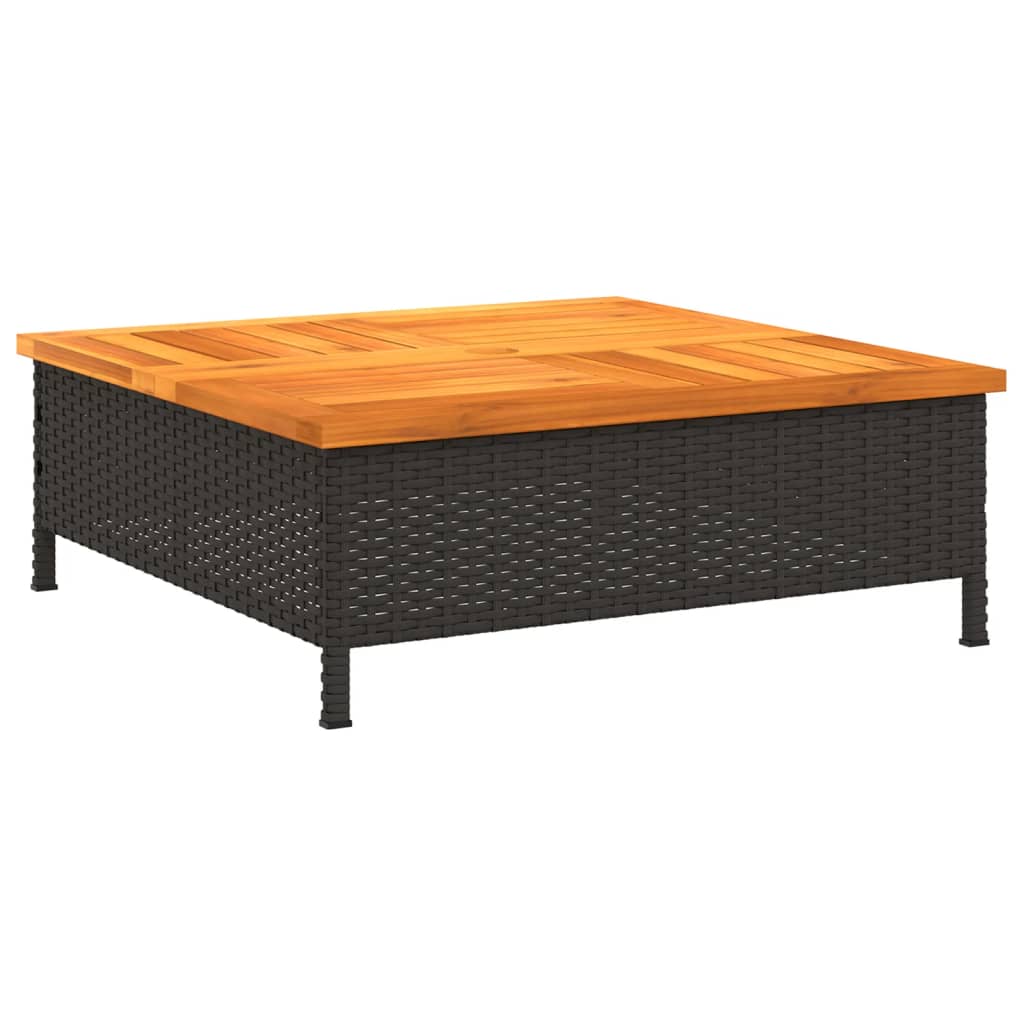 Tuintafel 70x70x25 cm poly rattan en acaciahout zwart