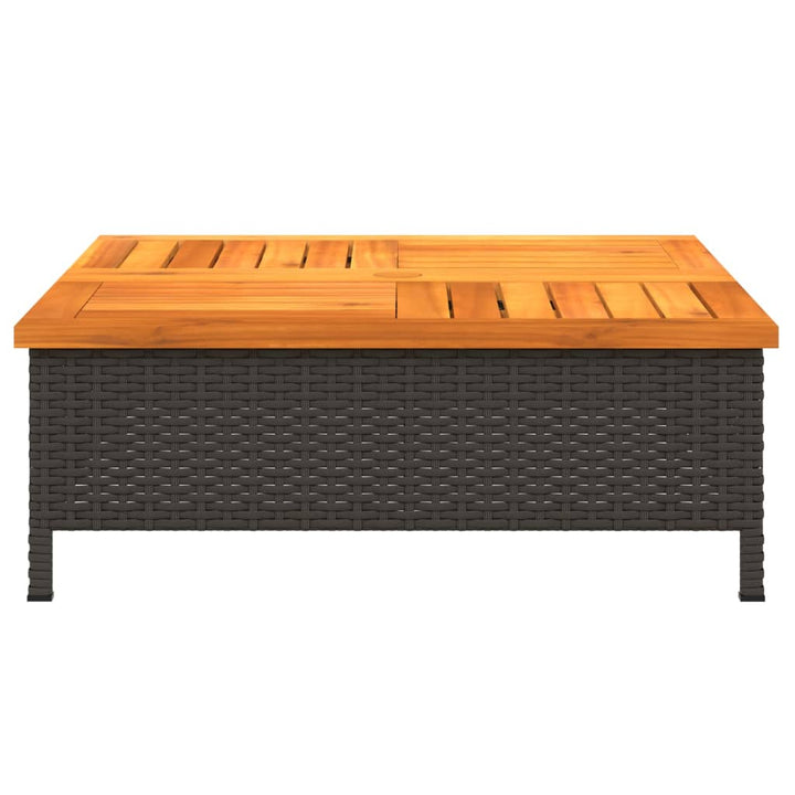 Tuintafel 70x70x25 cm poly rattan en acaciahout zwart