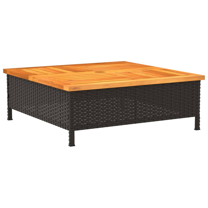 Tuintafel 70x70x25 cm poly rattan en acaciahout zwart