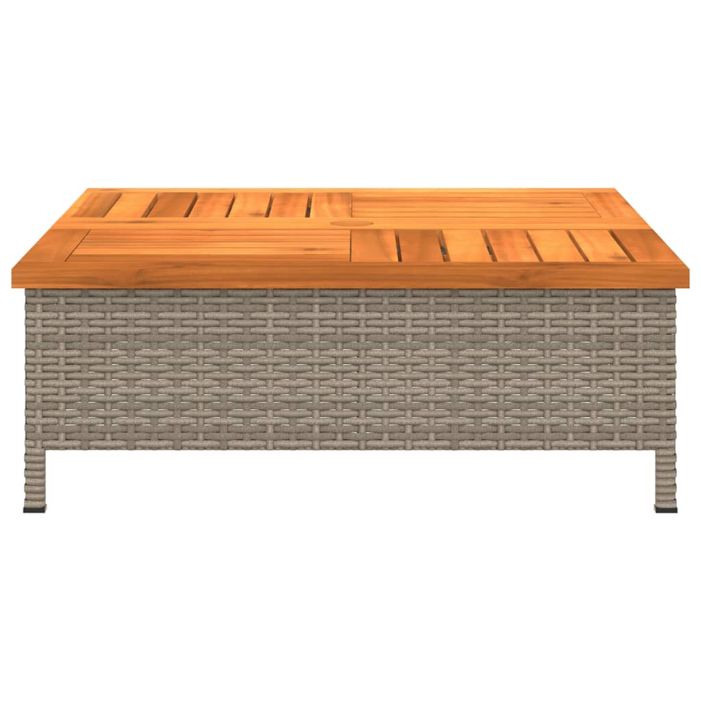 Tuintafel 70x70x25 cm poly rattan en acaciahout grijs