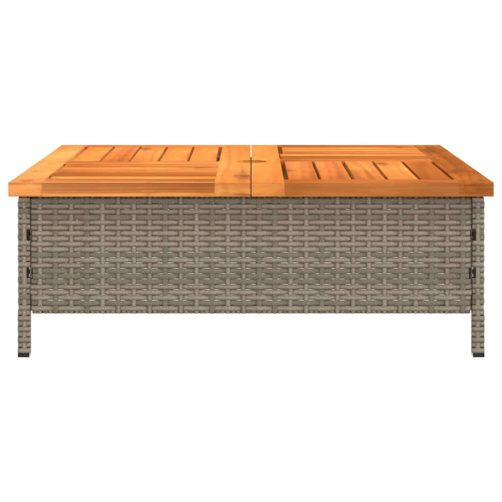 Tuintafel 70x70x25 cm poly rattan en acaciahout grijs