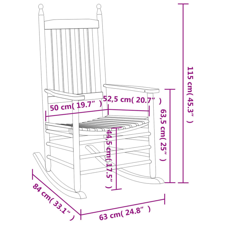 Schommelstoelen met gebogen zitting 2 st massief vurenhout wit