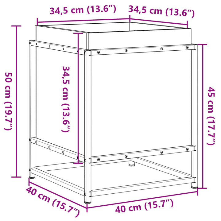 Plantenbak 40x40x50 cm massief grenenhout wit