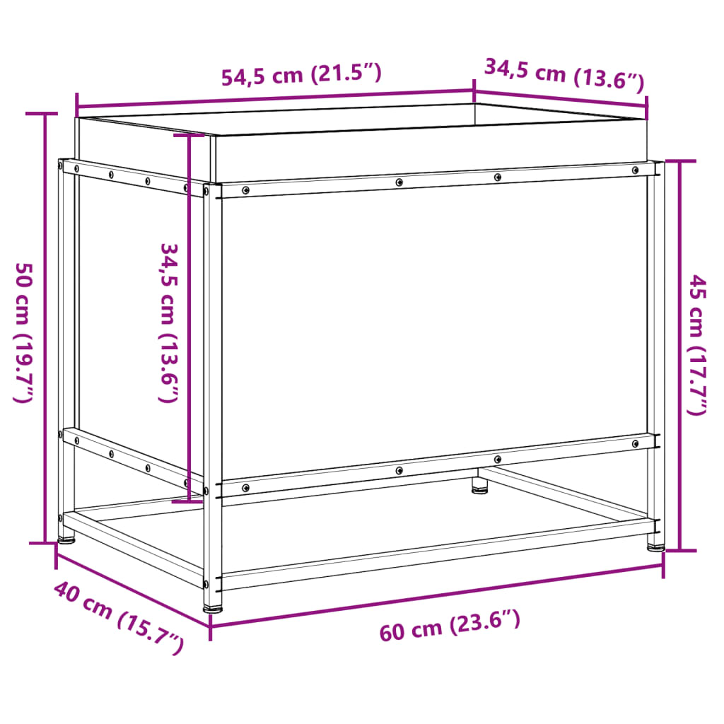 Plantenbak 60x40x50 cm massief grenenhout