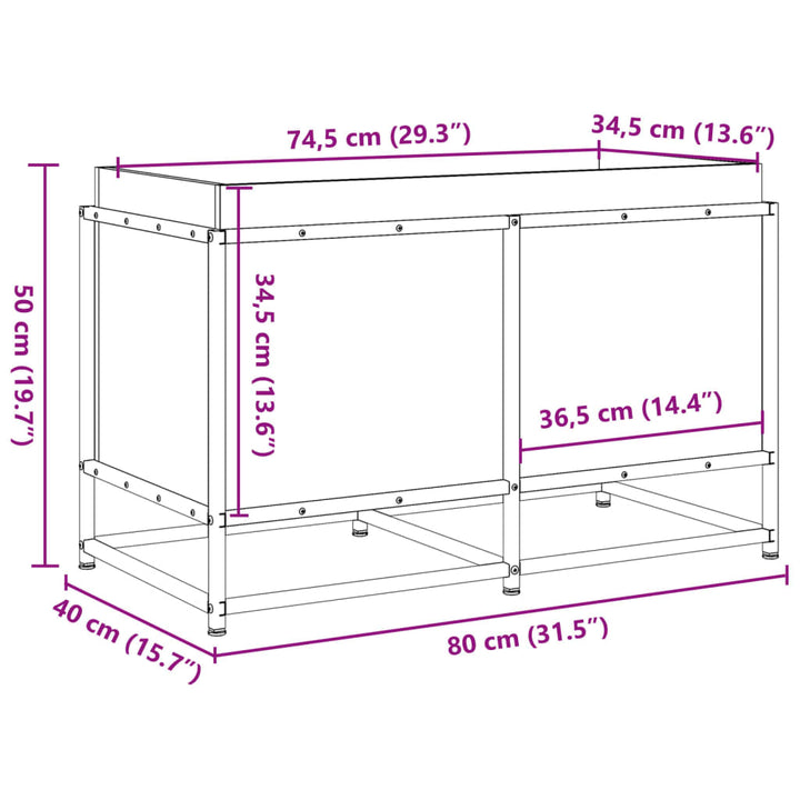 Plantenbak 80x40x50 cm massief grenenhout wit