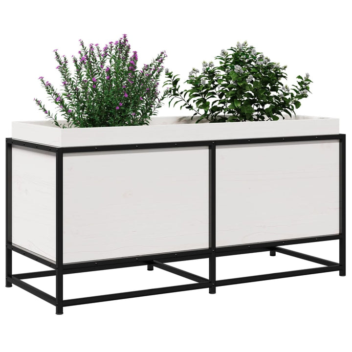 Plantenbak 100x40x50 cm massief grenenhout wit