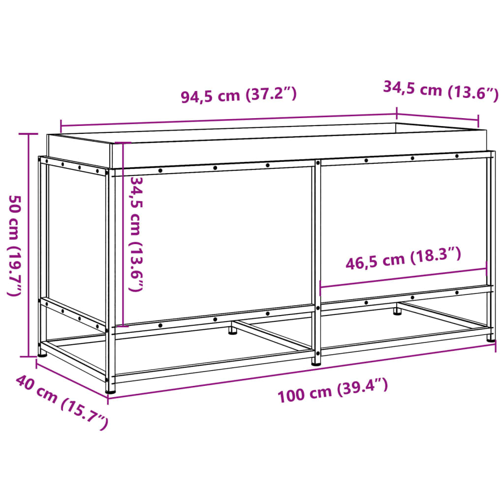 Plantenbak 100x40x50 cm massief douglashout