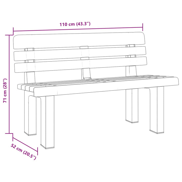 Tuinbankje 110x52x71 cm polypropeen wit