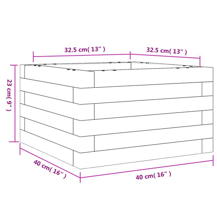 Plantenbak 40x40x23 cm massief grenenhout