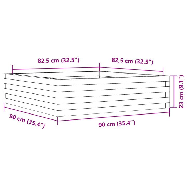 Plantenbak 90x90x23 cm massief grenenhout