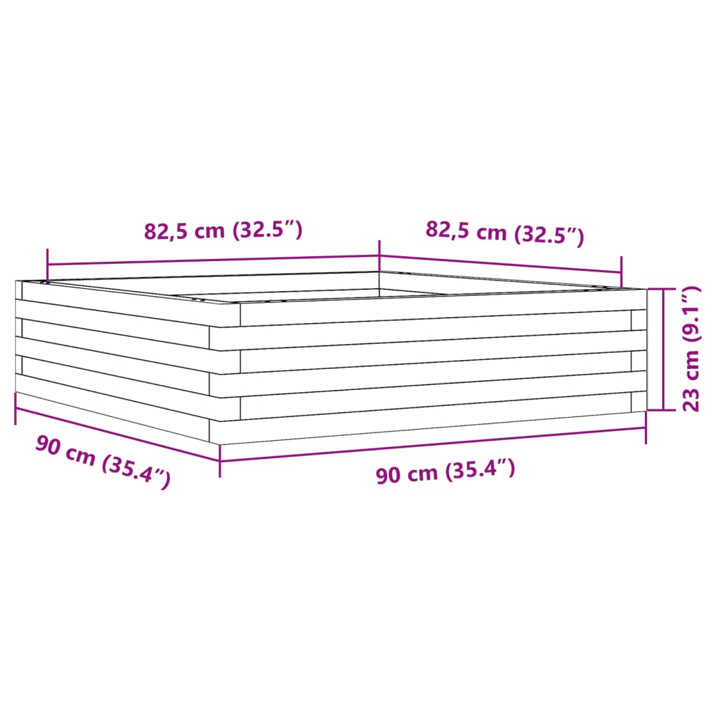 Plantenbak 90x90x23 cm geïmpregneerd grenenhout