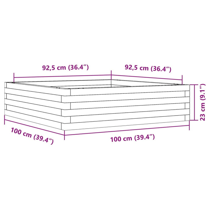 Plantenbak 100x100x23 cm massief grenenhout