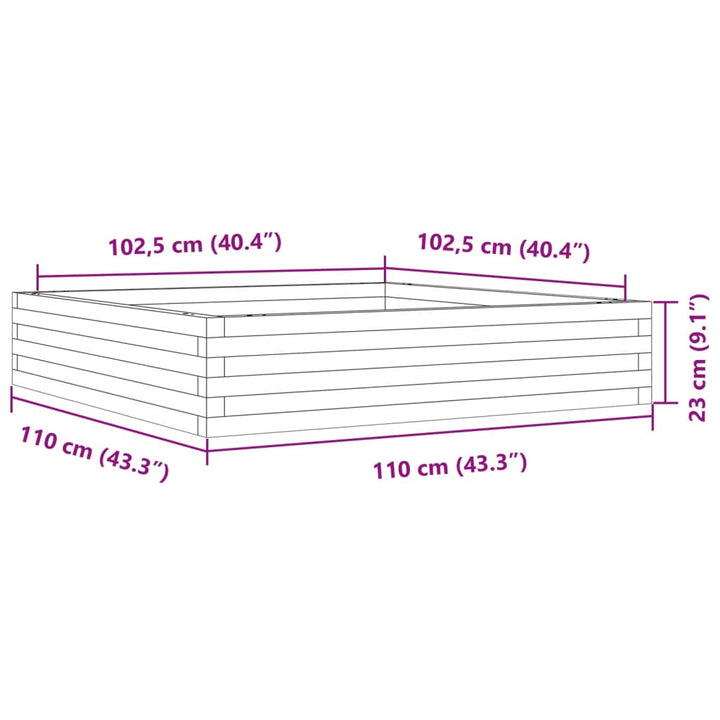 Plantenbak 110x110x23 cm massief grenenhout