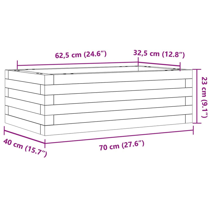 Plantenbak 70x40x23 cm massief grenenhout