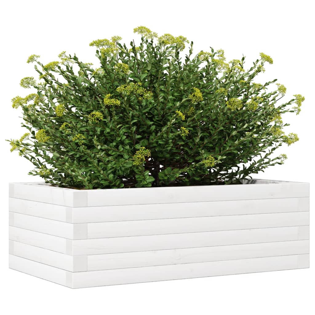 Plantenbak 70x40x23 cm massief grenenhout wit