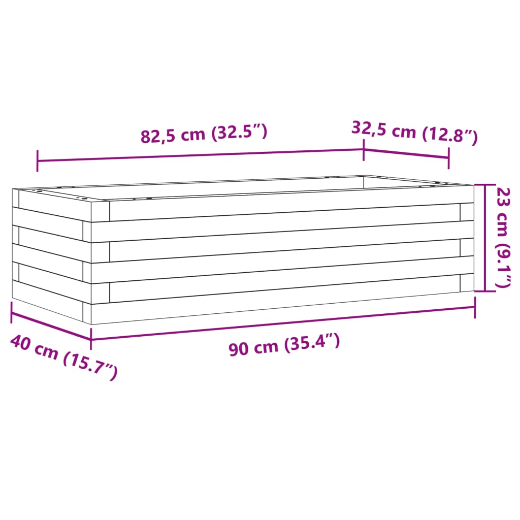 Plantenbak 90x40x23 cm massief grenenhout