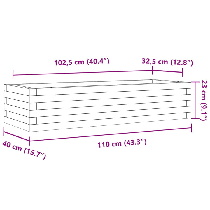 Plantenbak 110x40x23 cm massief grenenhout