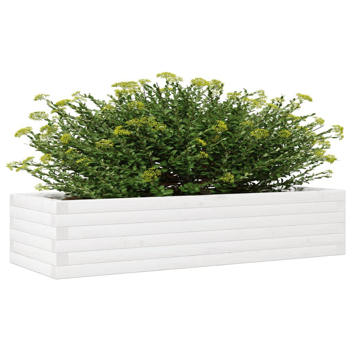 Plantenbak 110x40x23 cm massief grenenhout wit