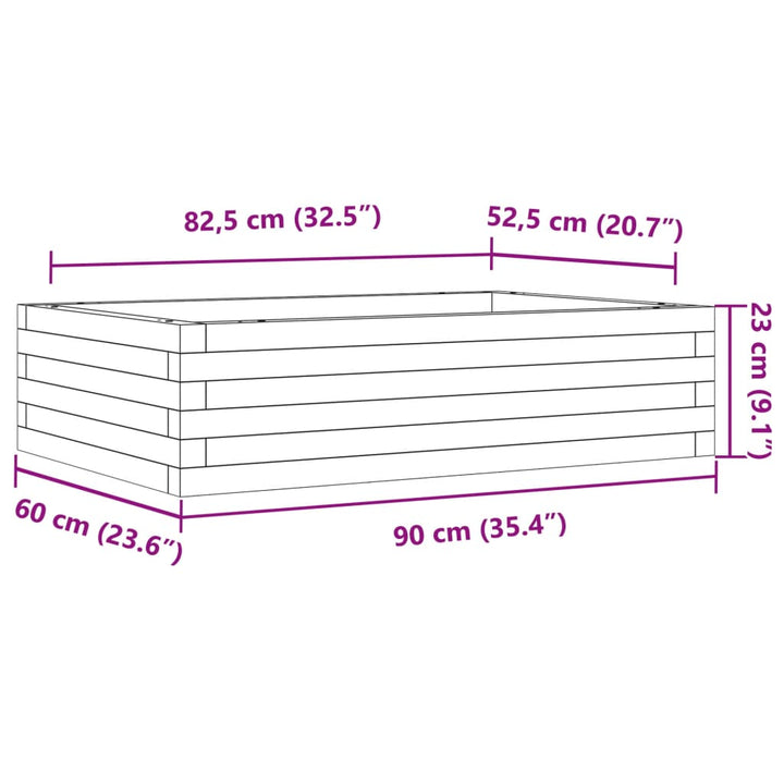 Plantenbak 90x60x23 cm massief grenenhout