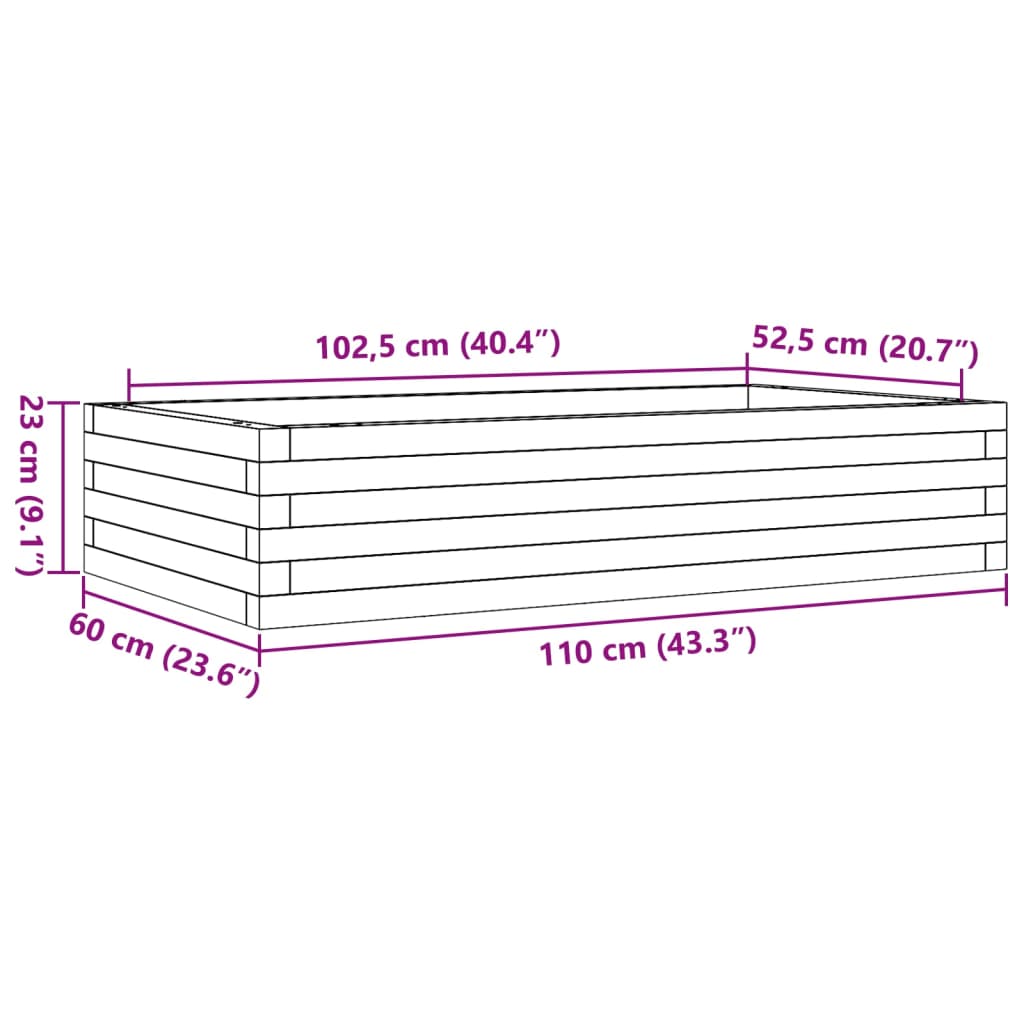 Plantenbak 110x60x23 cm massief grenenhout